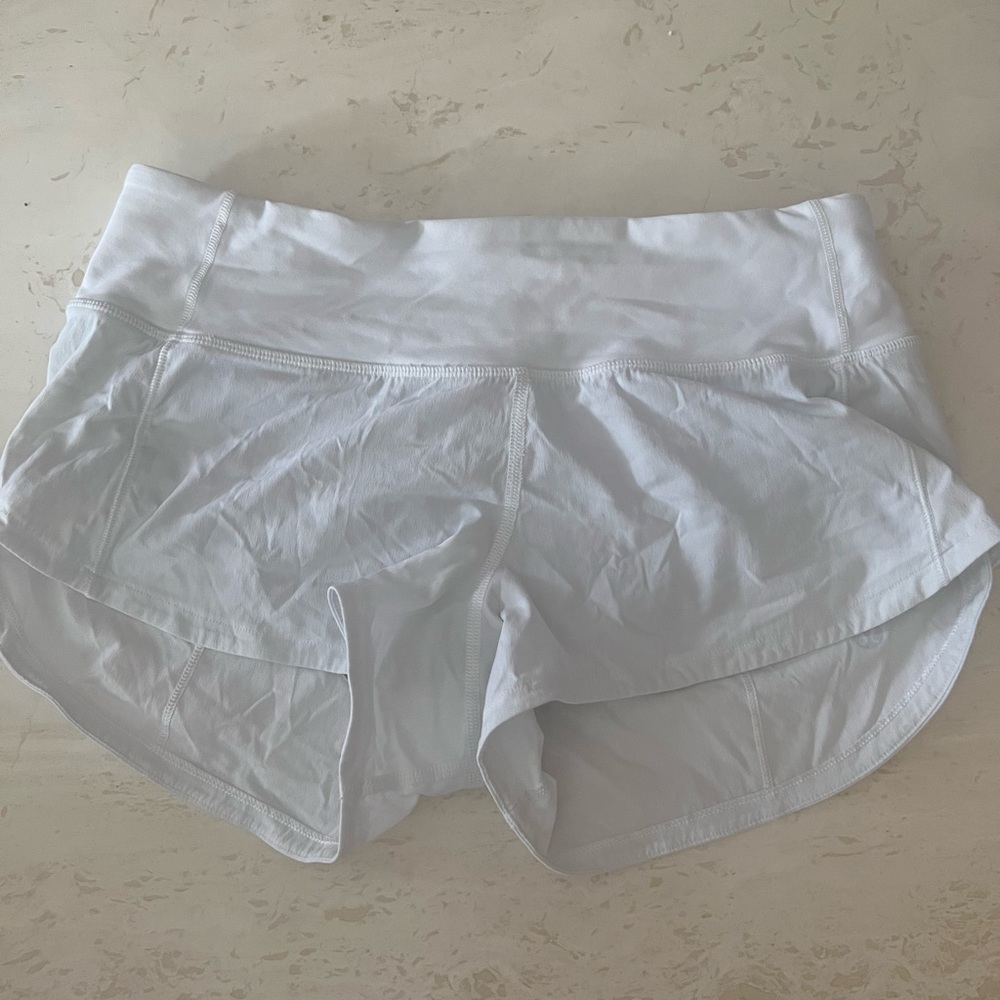 White Lululemon speed up shorts